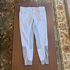 Dover Saddlery Beverly White/Grey Full Seat Breeches Size 28
